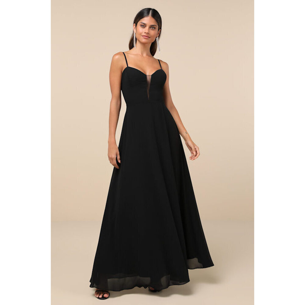 Lulus Stunning Grace Black Cutout A-line Maxi Dress - Size M